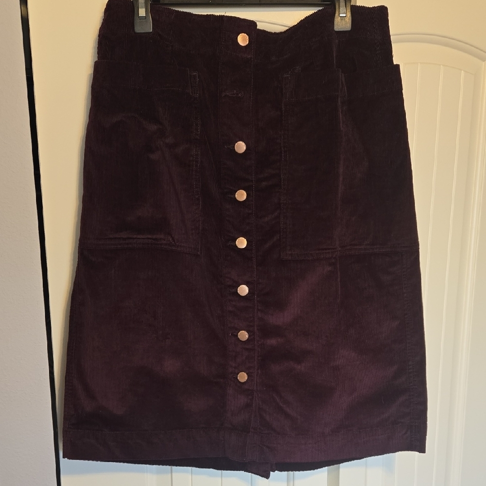 Elegant Dark Purple Corduroy Pencil Skirt